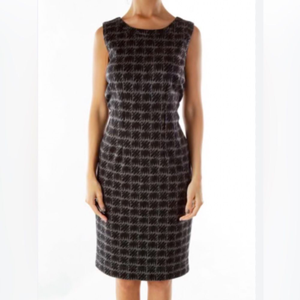 Calvin Klein Black & Gray Houndstooth Dress